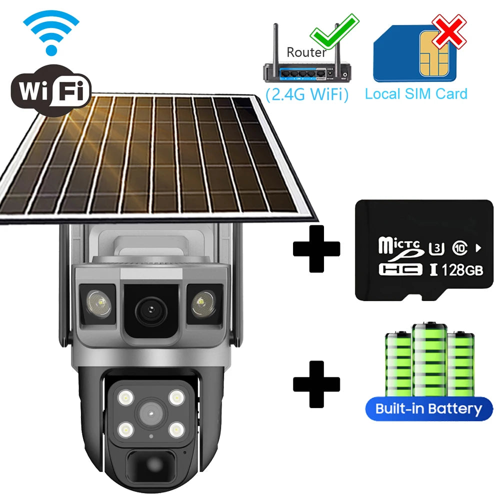 12MP 4G CCTV Solar Camera Outdoor Surveillance Security Camera External 6K Wifi IP Security Camara Vigilancia Outdoor for Home
