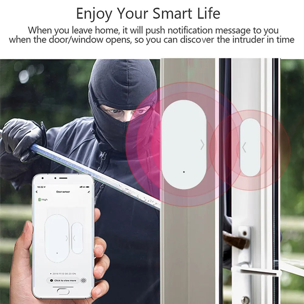 Tuya Zigbee Door and Window Magnetic Sensor Wireless Connection Smart Home Wireless Door Detectors Door Magnetic Automation