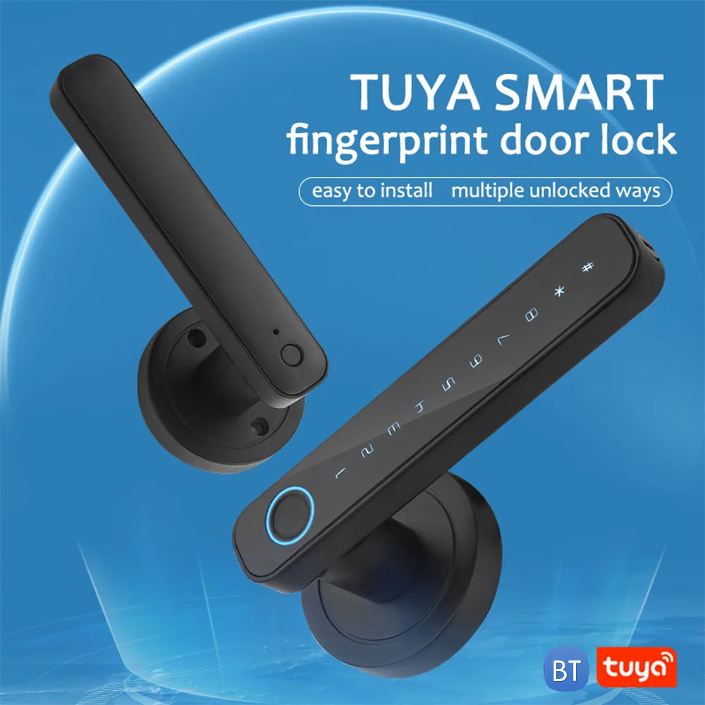 Smart Fingerprint Door Lock Keyless Entry Biometric Door Lock with Handle Set Support Key & Password Unlock and Intelligent