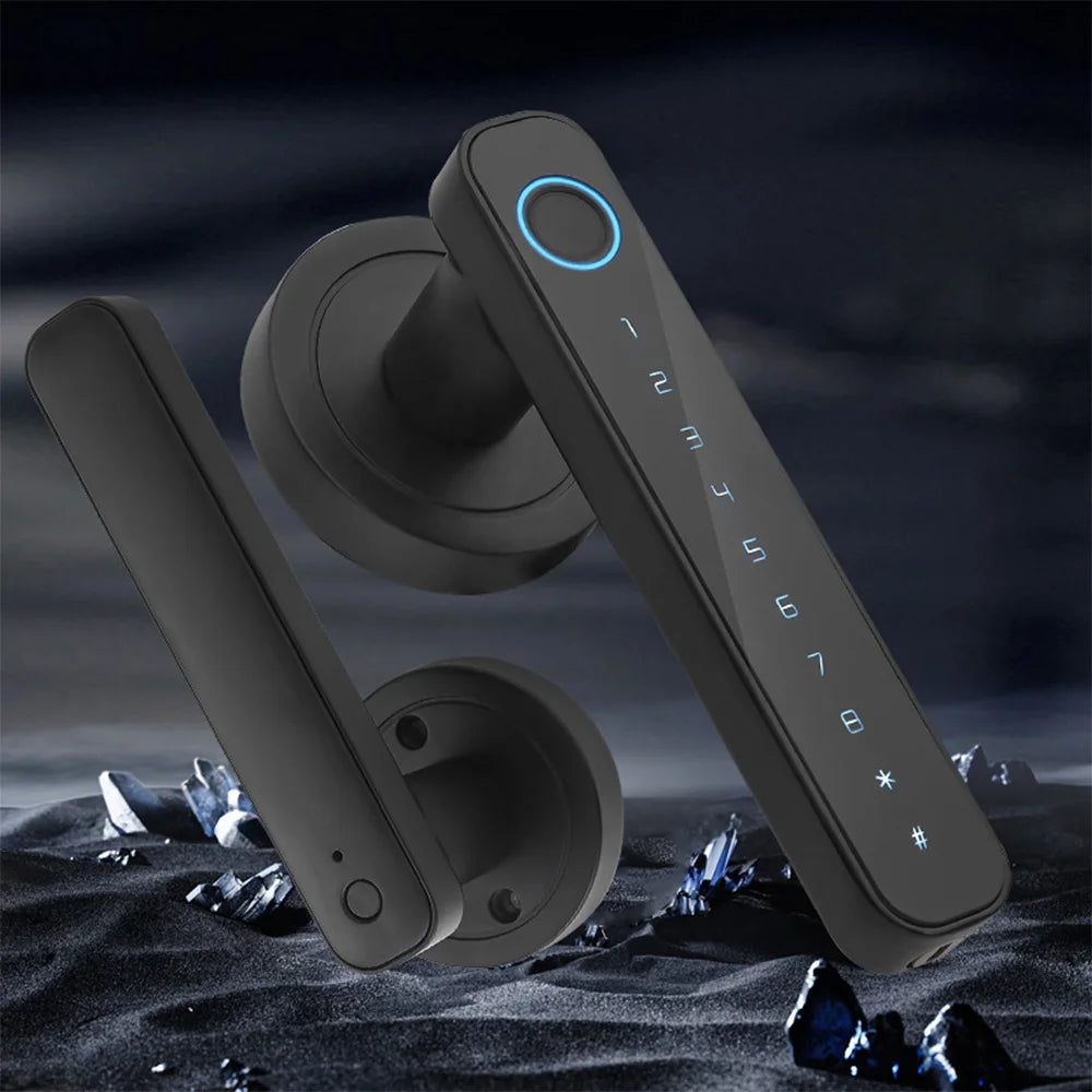 Smart Fingerprint Door Lock Keyless Entry Biometric Door Lock with Handle Set Support Key & Password Unlock and Intelligent