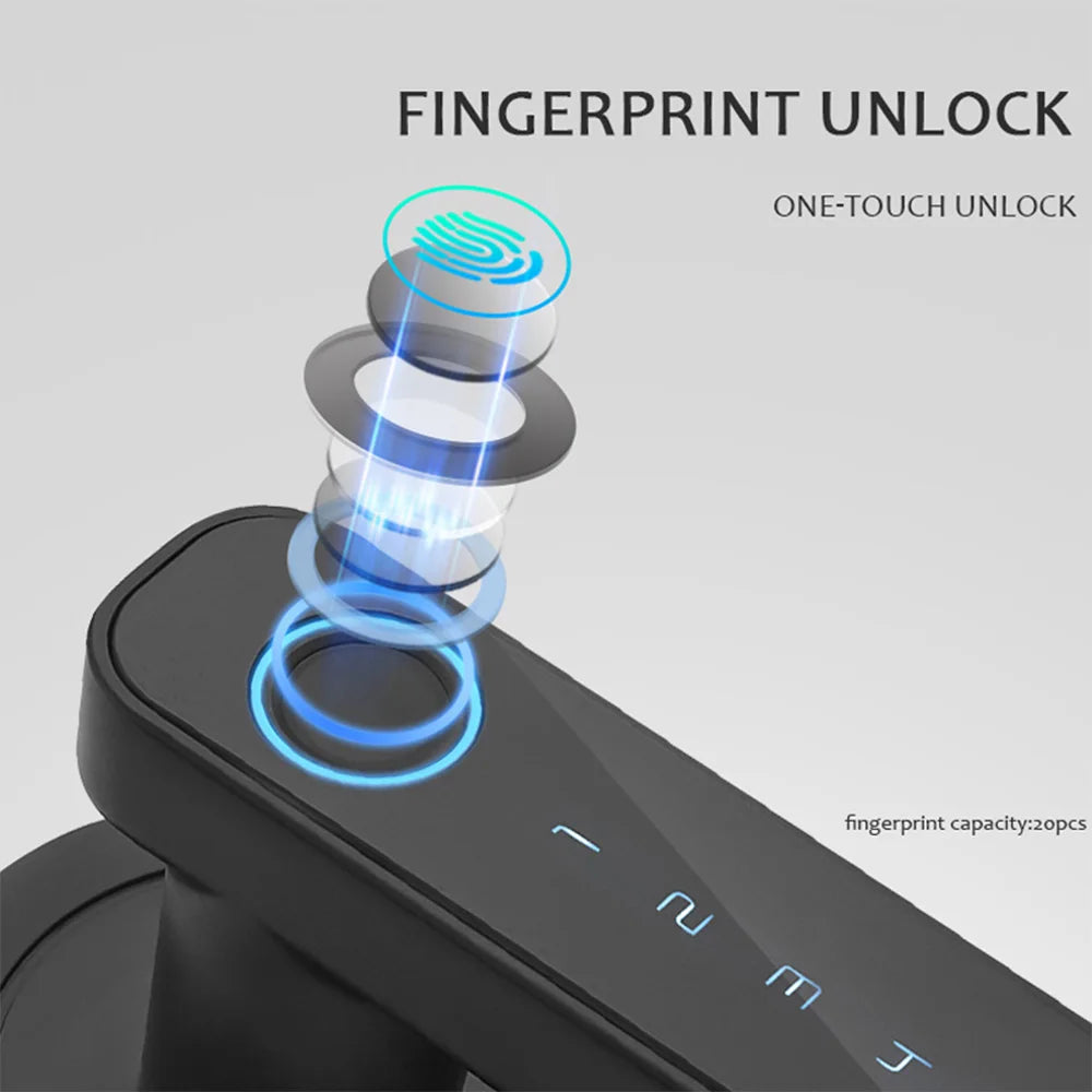 Smart Fingerprint Door Lock Keyless Entry Biometric Door Lock with Handle Set Support Key & Password Unlock and Intelligent