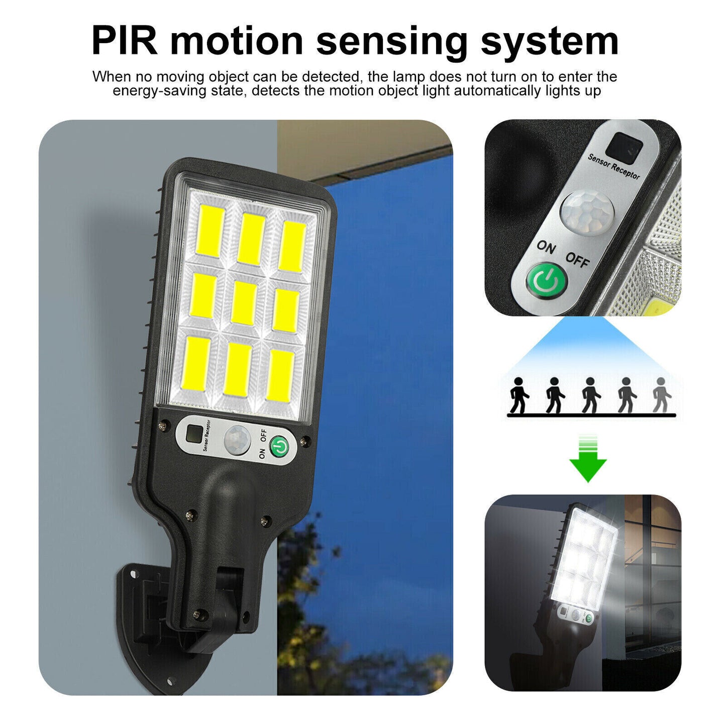 6000W LED Solar Street Wall Light PIR Motion Sensor Security Outdoor Garden Lamp
