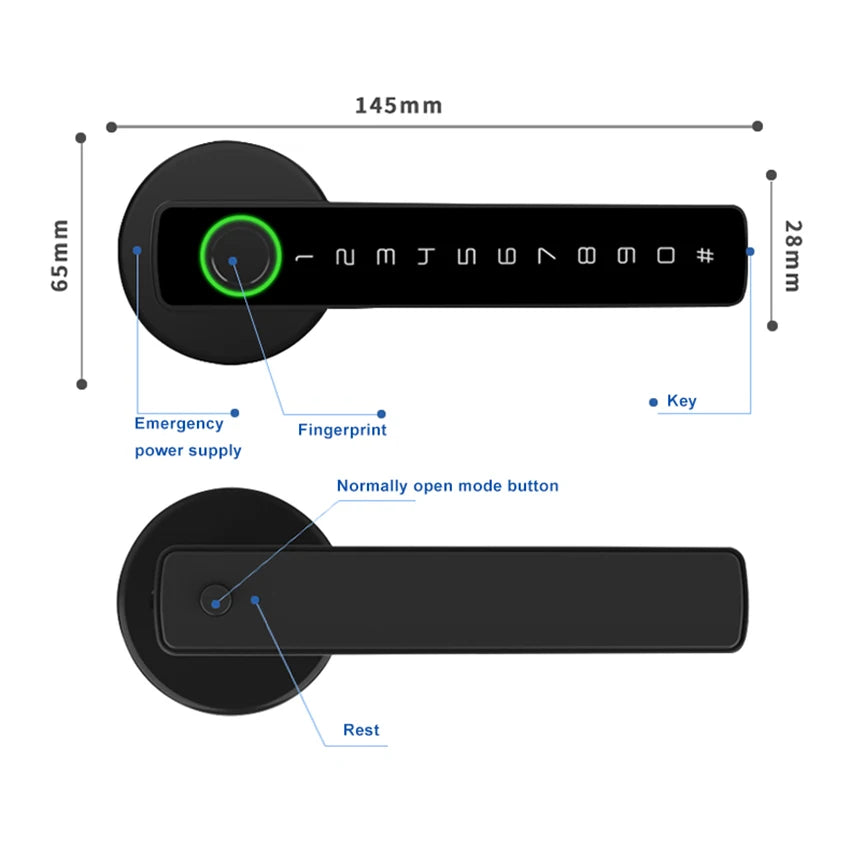 Tuya Smart Automatic Security Biometric Fingerprint Handle Lock Cerradura Inteligente Lock Electronic Smart Door Lock