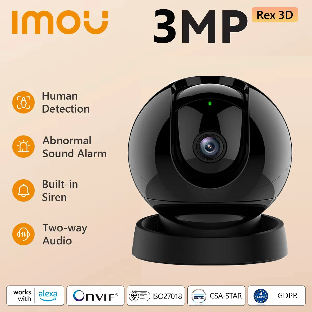 IMOU Rex 3D 3MP/5MP Wifi Indoor Camera AI Human Pet Detection Smart Tracking Two-Way Audio Night Vision Baby Monitor Home Securi