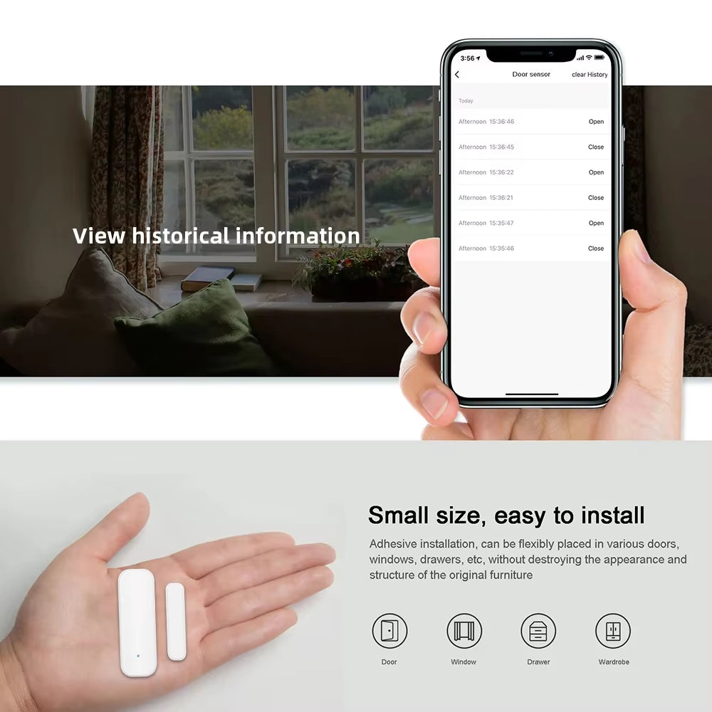 Wifi or Zigbee Window Door Sensor Tuya Smart Home Security Alarm System Voice Control via Alexa Google Home Smart