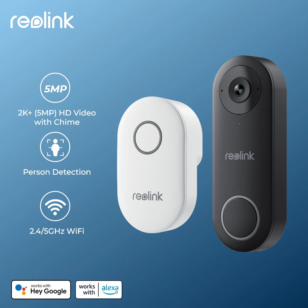 2K+ Wifi Video Doorbell Smart Outdoor Home Video Intercom Human Detection Wired Door Bell with Chime Support Alexa
