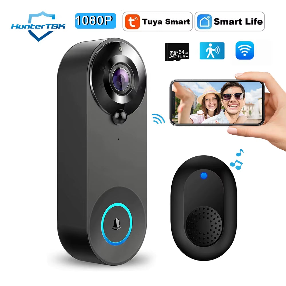 1080P Wireless Video Doorbell Camera Wifi Smart Door Bell Tuya Smart Home Security Motion Detect Night Vision Intercom Doorbell