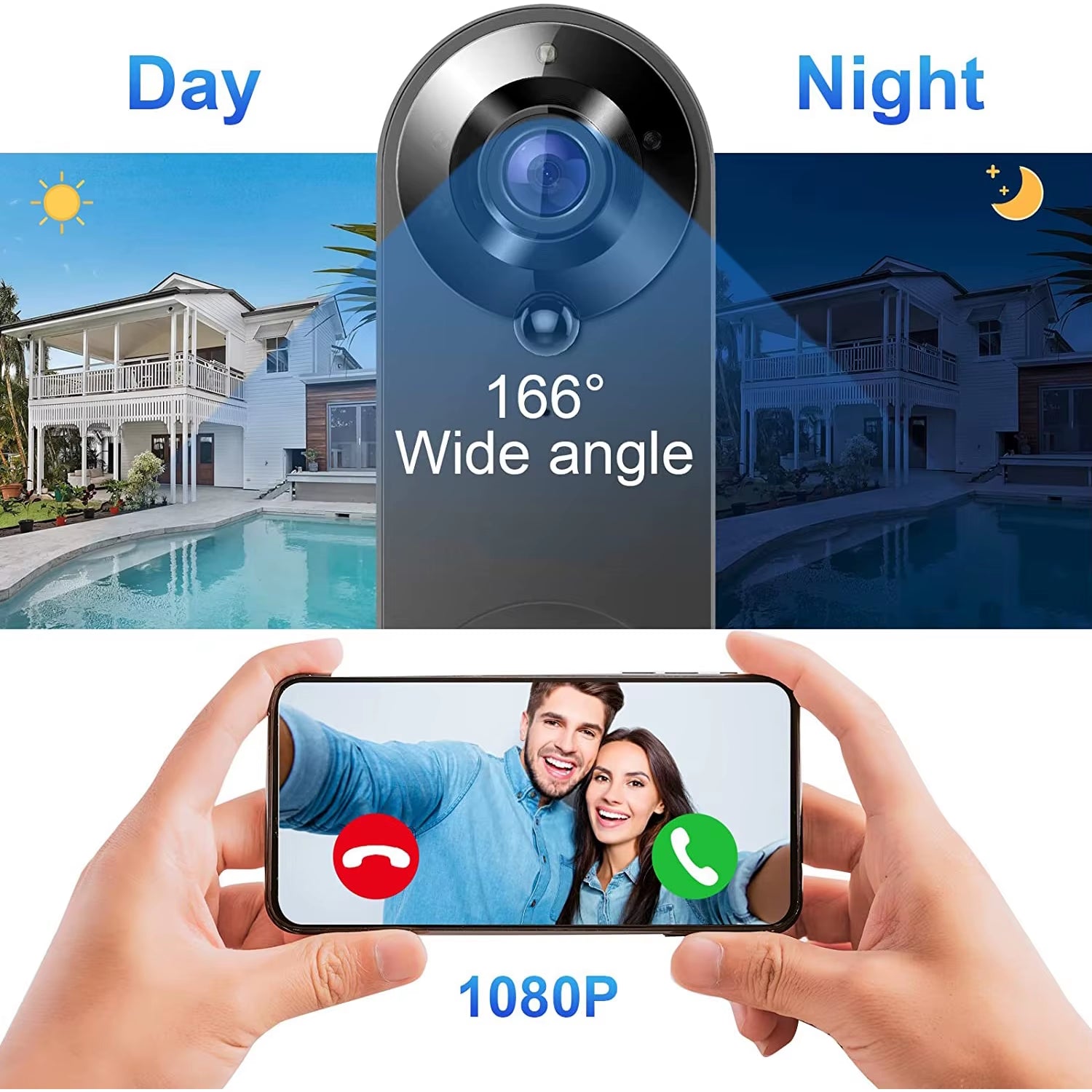 1080P Wireless Video Doorbell Camera Wifi Smart Door Bell Tuya Smart Home Security Motion Detect Night Vision Intercom Doorbell